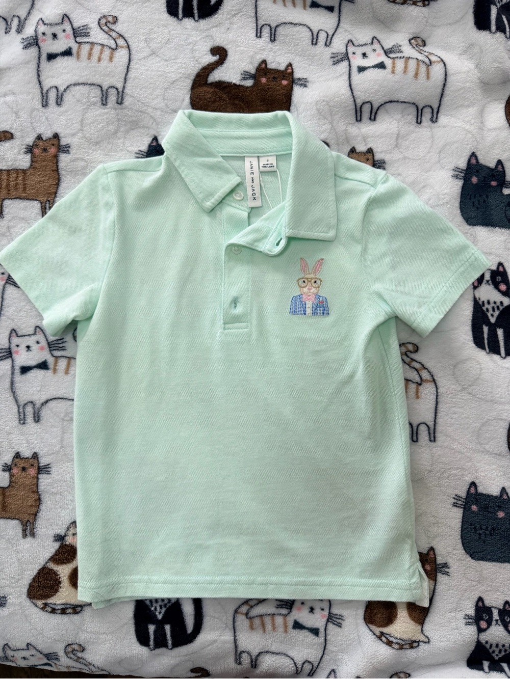 3x$21 Janie and Jack Mint Green Bunny Polo Shirt - Kids